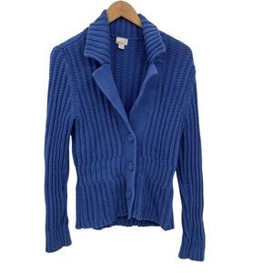 Caslon blue ribbed knit cardigan sweater